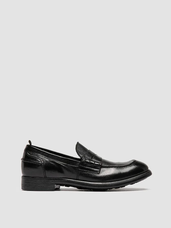 Men's loafers with a smooth leather finishCHRONICLE 056 - Black Leather Penny Loafers