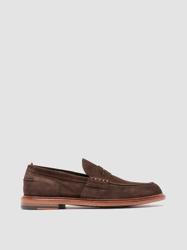 Men's loafers with a smooth leather finishSAX 001 - Brown Suede Penny Loafers