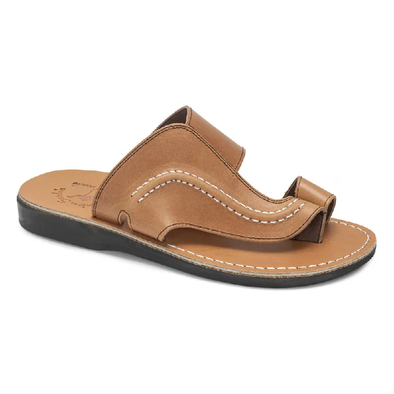 Men's sandals in a neutral color like black or brownPeter - Leather Toe Strap Sandal | Tan