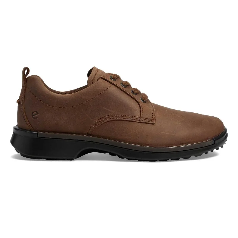 Men's Oxford shoes with a decorative inlay on the toeEcco Men's Fusion Plain Toe Oxford Brown Nubuck