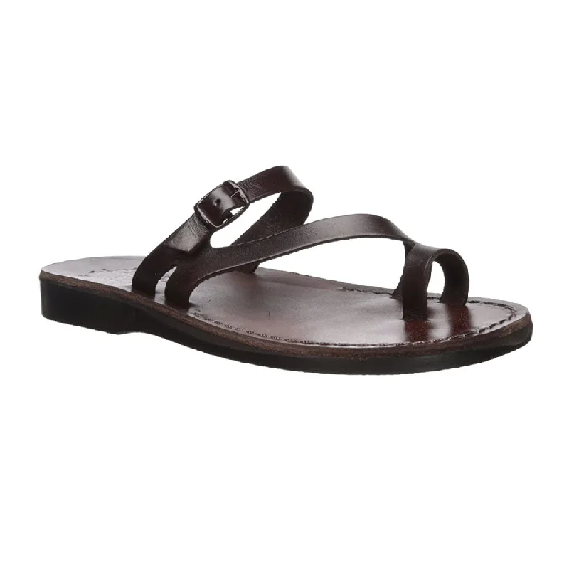 Men's sandals with a durable outer soleNuri - Leather slide sandals | Brown