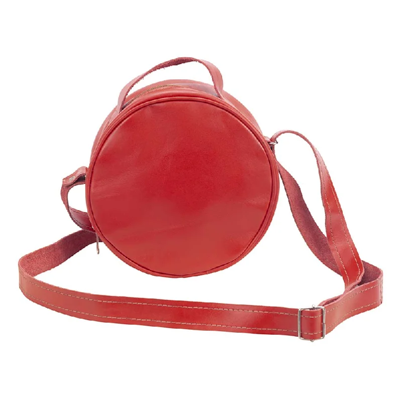 Men's sandals with a toe post designRound Leather Bag | Red