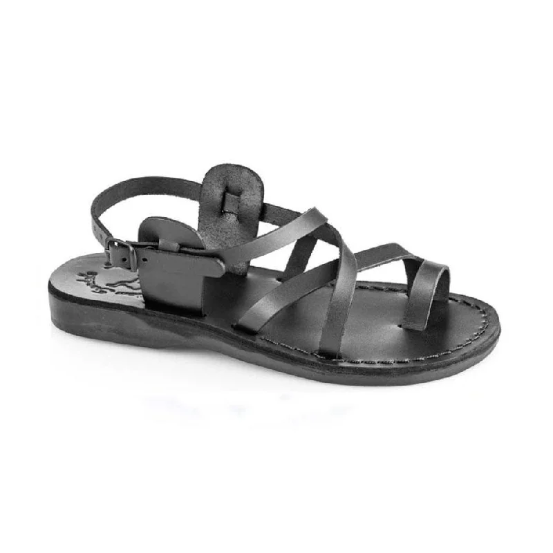 Men's sandals with a contrast stitching detailThe Good Shepherd Buckle - Leather Toe Loop Sandal | Black