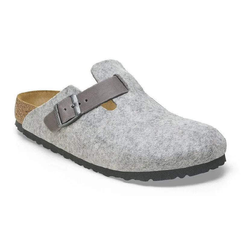 Men's leather sandals with an adjustable strapBoston Felt Leather Regular (Light Grey)