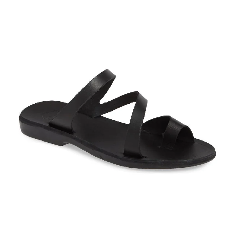 Men's sandals with a perforated leather upper for ventilationNoah - Leather Slide On Sandal | Black