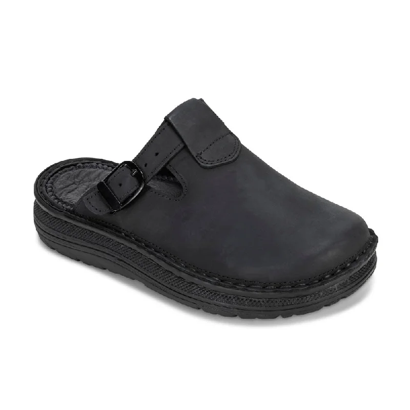 Waterproof men's sandals for water activitiesSawyer - Leather Clog-Toe Sandal | Black Nubuck