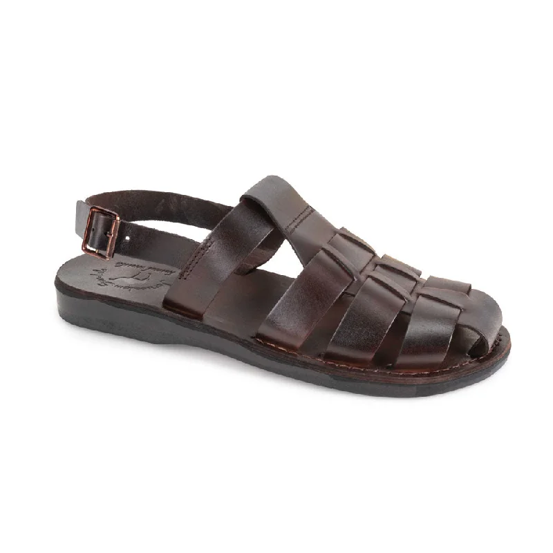 Men's sandals in a neutral color like black or brownMichael - Slingback Leather Fisherman Sandal | Brown