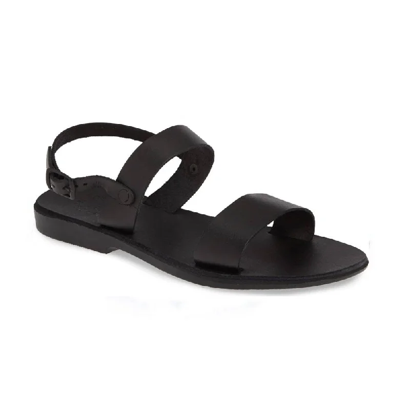 Men's sandals with a flexible sole for easy movementZiv - Leather Double Strap Sandal | Black