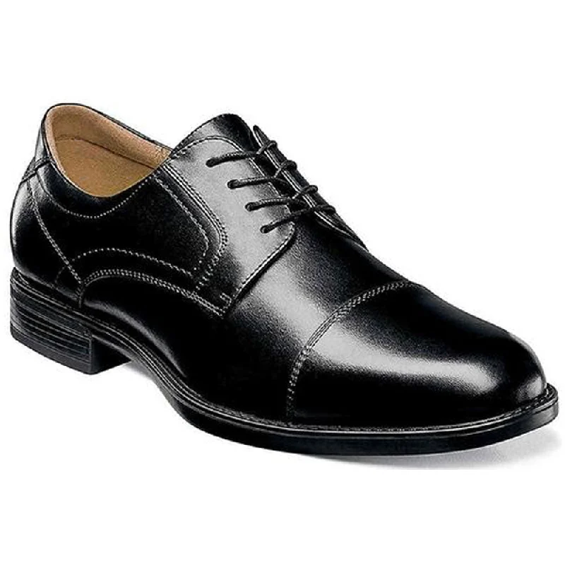 Men's Oxfords with a cap - toe design and a rubber heelFlorsheim Midtown Cap Toe Oxford Black Smooth Leather (Men's)