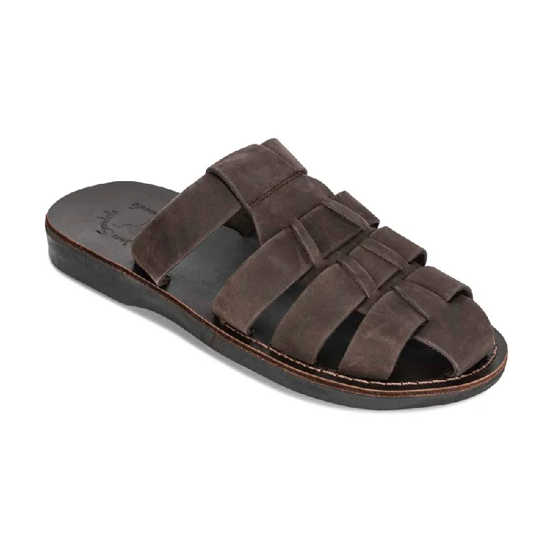 Men's sandals with a cushioned footbedMichael Slide - Leather Pacific Slide Sandal | Brown Nubuck