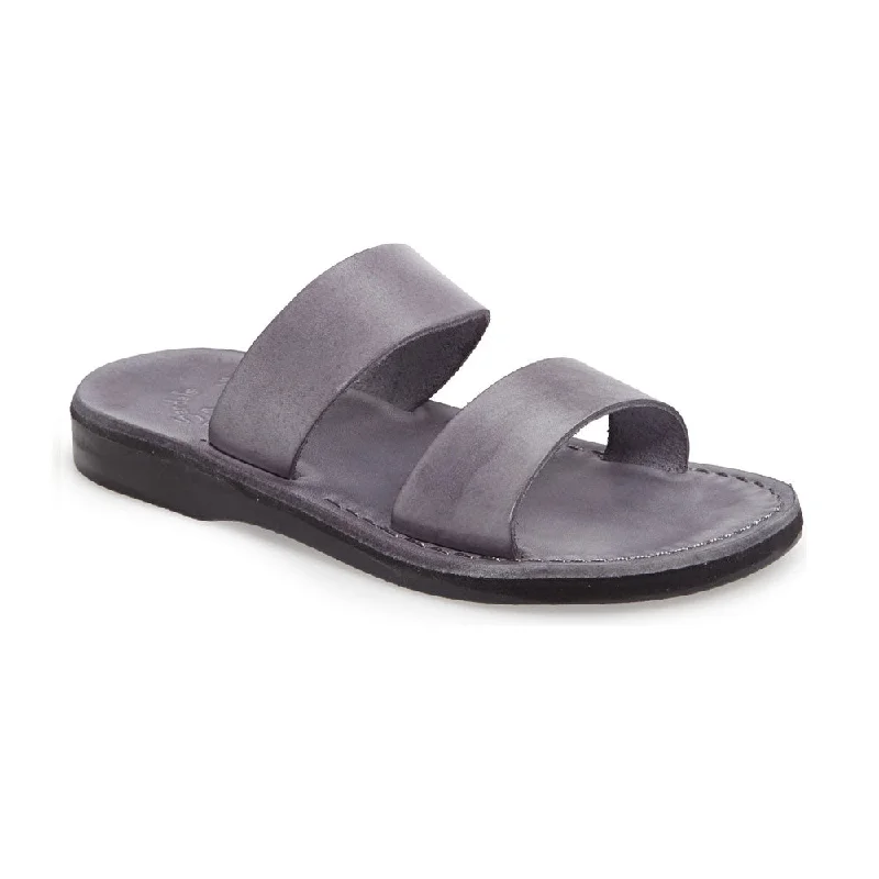 Waterproof men's sandals for water activitiesAviv - Leather Wide Strap Sandal | Grey