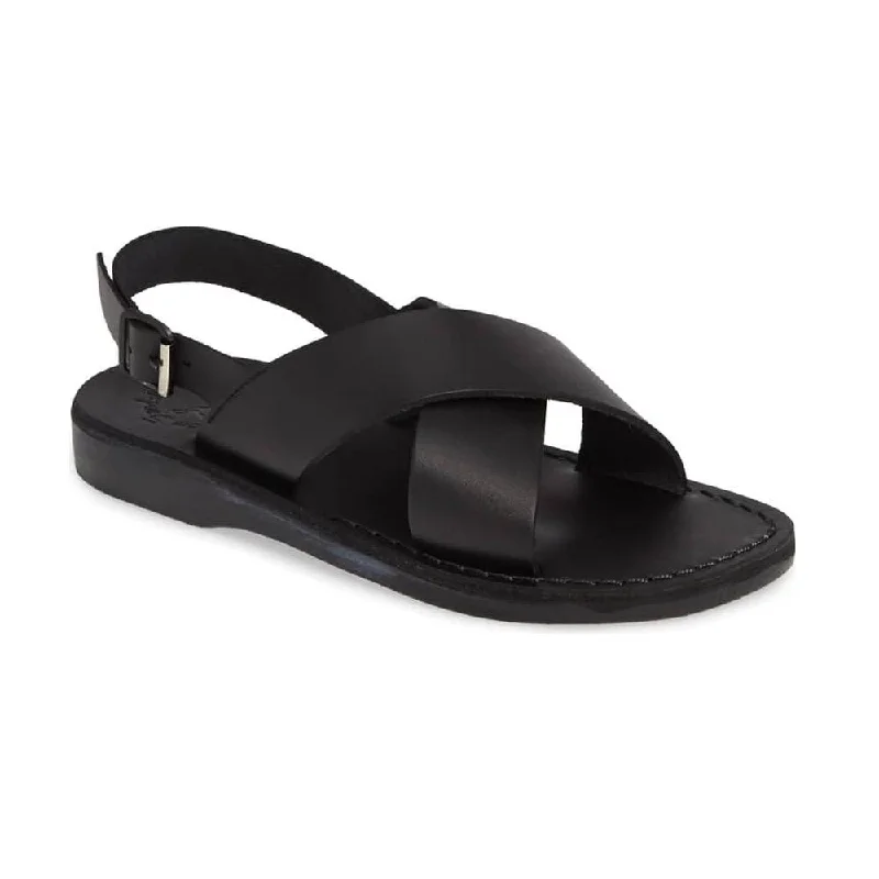 Men's sandals with a padded heelElan Buckle - Leather Thick Strap Sandal | Black