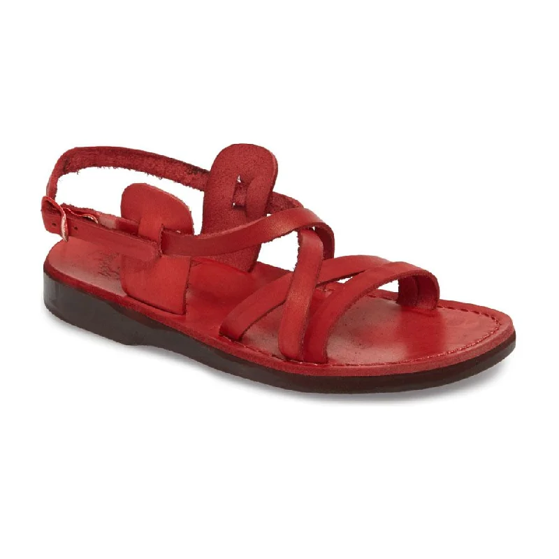 Men's sandals with a durable outer soleTzippora - Leather Strappy Slingback Sandal | Red