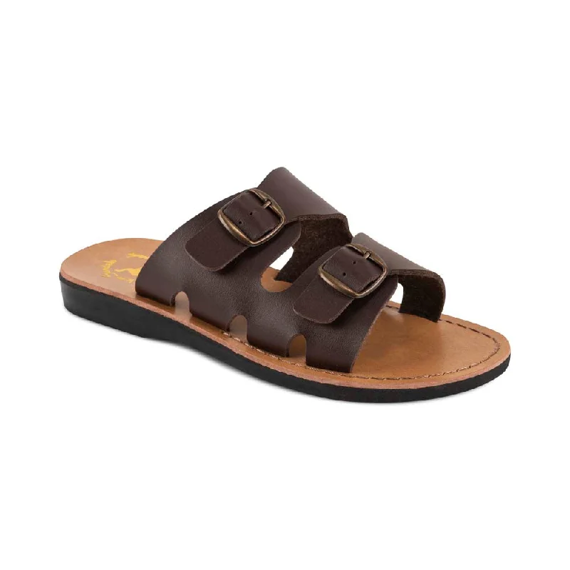 Men's sandals with a decorative buckle or charmBarnabas Vegan - Leather Alternative Sandal | Brown