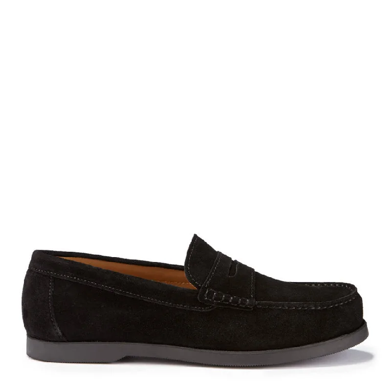 Men's loafers with a low - heeled designBoat Loafers, black suede