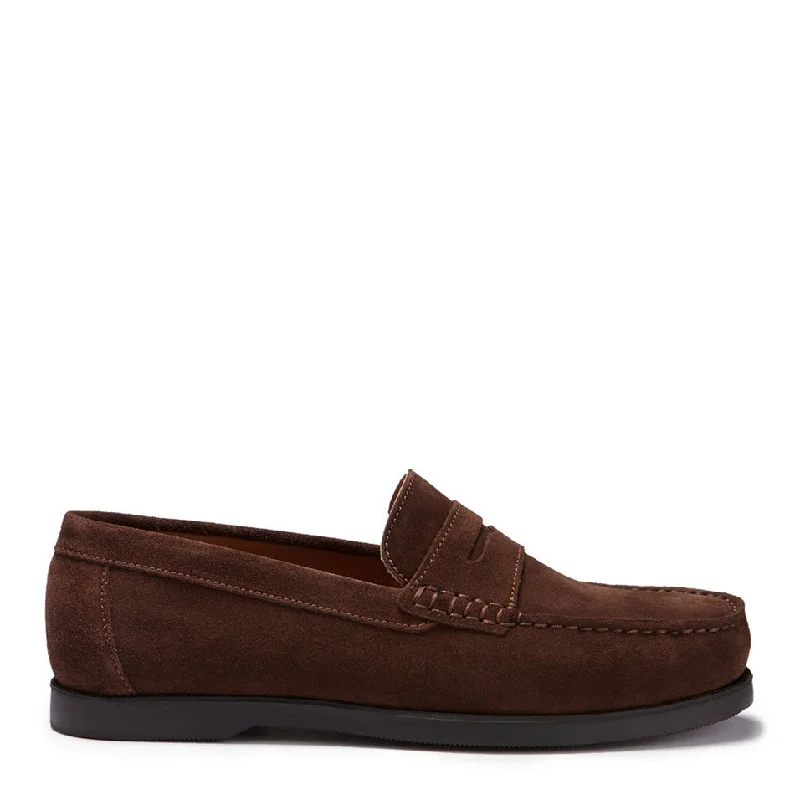 Men's leather loafers with a penny slotBoat Loafers, brown suede