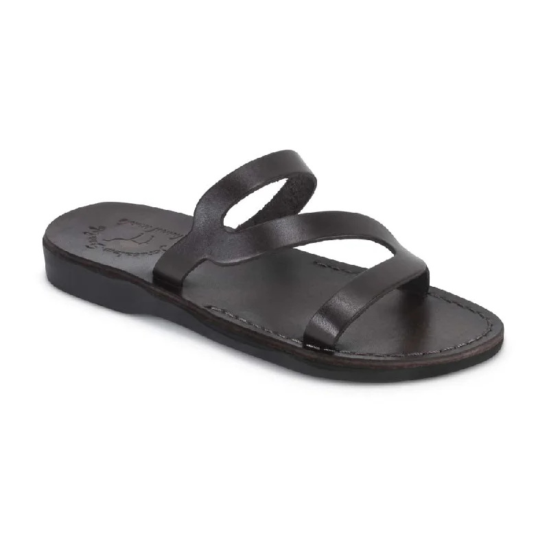 Men's sandals in a neutral color like black or brownNatalie - Leather Slide On Sandal | Brown