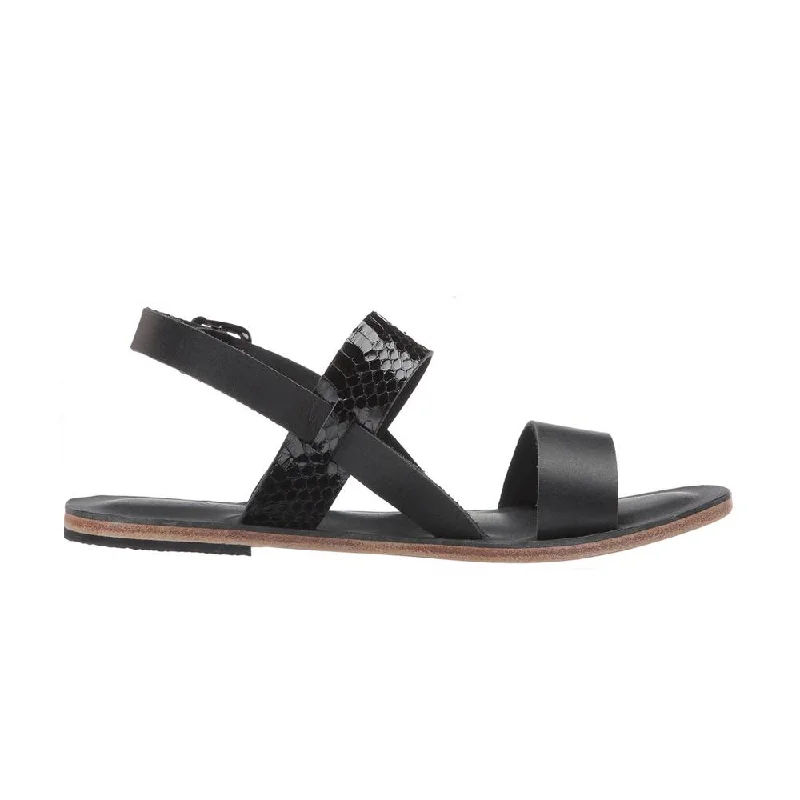 Men's leather sandals with an adjustable strapAbbot Kinney Blvd - Leather Snake Skin Sandal | Black