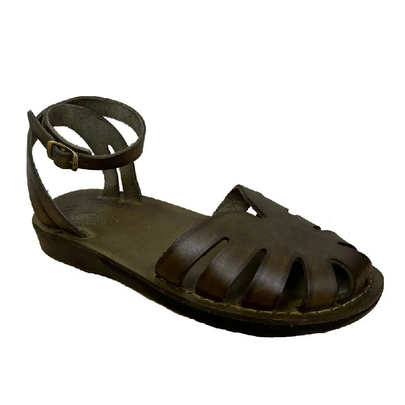 Men's sandals with a cushioned footbedOlivia - Leather Adjustable Strap Sandal | Olive