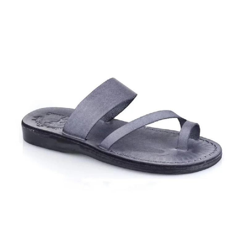 Men's sandals with a perforated leather upper for ventilationZohar - Leather Toe Ring Sandal | Grey