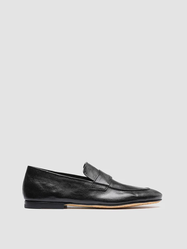 Men's loafers with a flexible sole for easy movementAIRTO 001 - Black Leather Penny Loafers