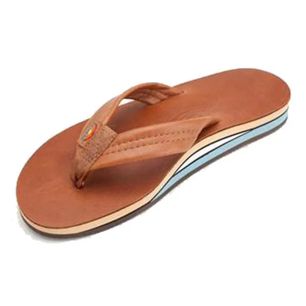 Flip - flop style men's sandals for beach wearRainbow Sandals Men's Classic Tan Double Thick Leather Flip Flops - Tan blue midsole