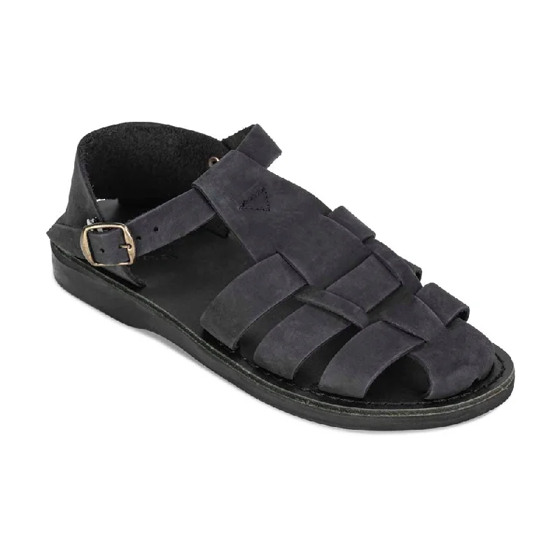 Men's sandals with a stretchy strap for a better fitDaniel - Leather Fisherman Sport Sandal | Black Nubuck