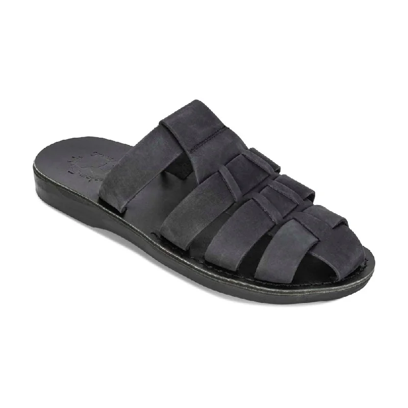 Men's leather sandals with an adjustable strapMichael Slide - Leather Pacific Slide Sandal | Black Nubuck