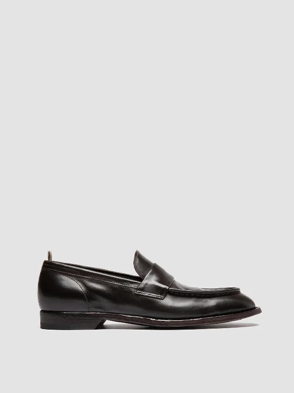 Men's loafers with a low - heeled designSOUND 001 - Brown Leather Penny Loafers