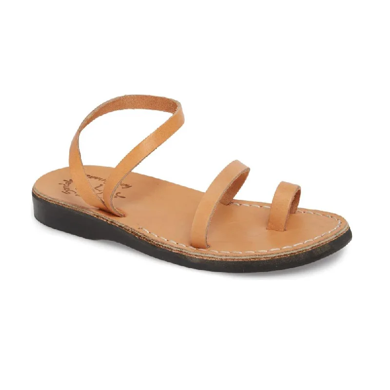 Men's sandals with a leather lining for comfortElla - Leather Ankle Strap Flat Sandal | Tan