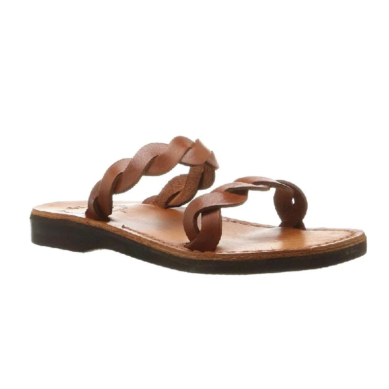 Men's sandals with a leather lining for comfortJoanna - Leather Braided Strap Sandal | Honey