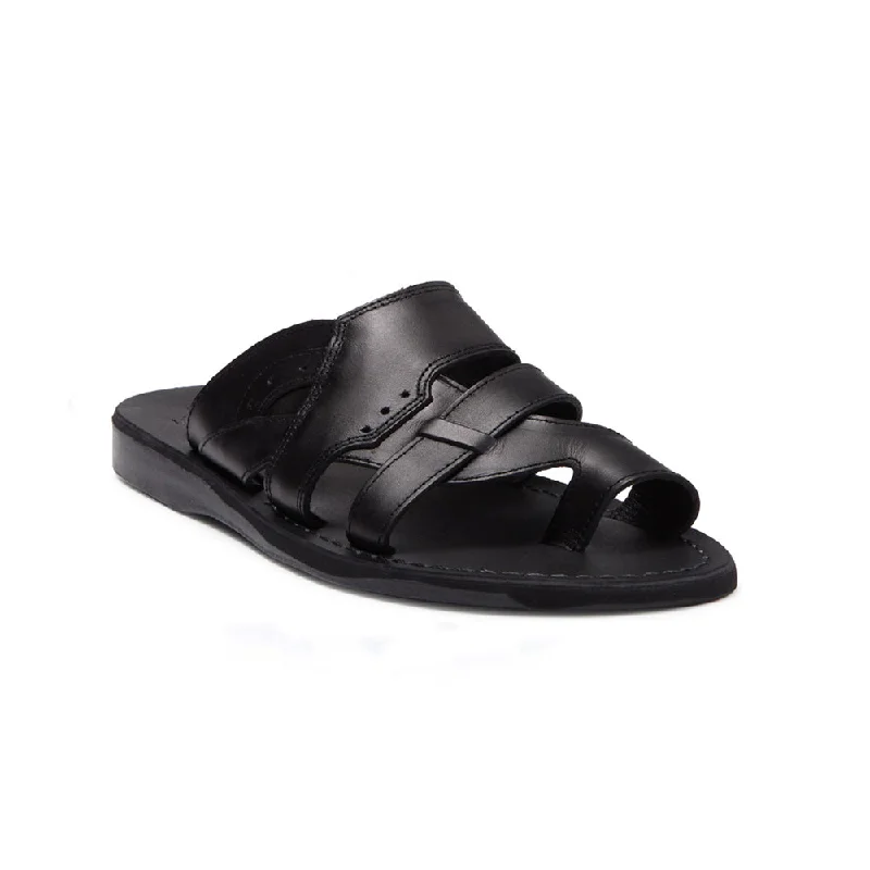 Men's sandals with a perforated leather upper for ventilationAron - Leather Lightweight Sandal | Black