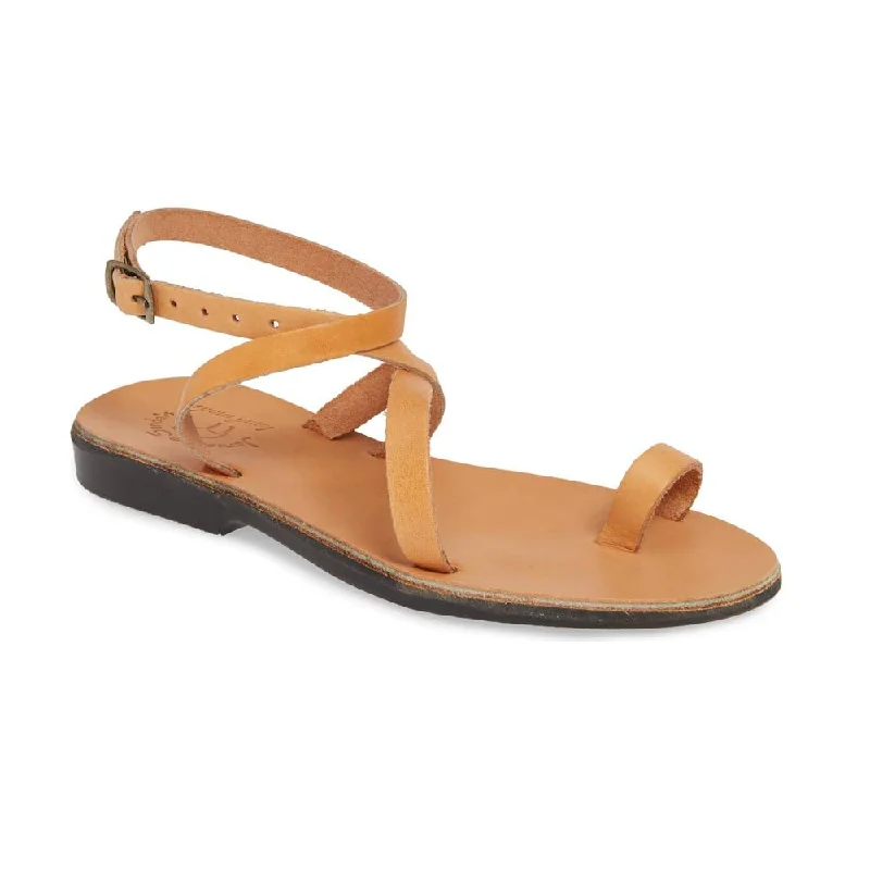 Men's sandals with a wide strap for supportMara - Leather Thin Ankle Strap Sandal | Tan