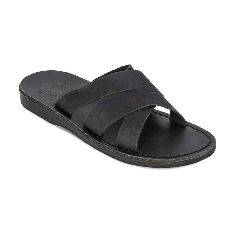 Men's sandals with a decorative buckle or charmAxel - Leather Coastal Sandal | Black Nubuck