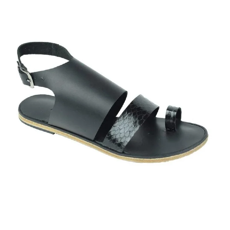 Men's sandals with a flexible sole for easy movementMelrose Avenue - Toe Loop With Snake Skin Leather Sandal | Black