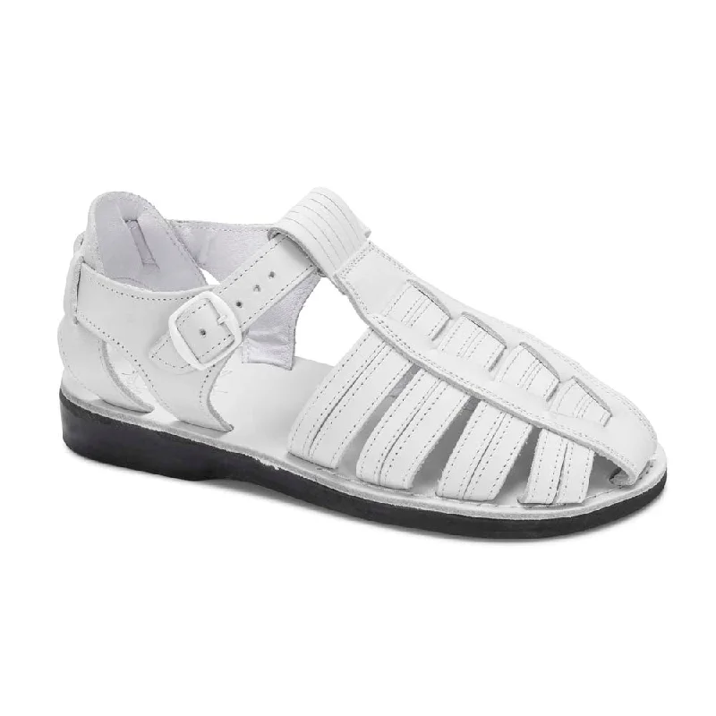 Men's sandals with a perforated leather upper for ventilationBarak - Leather Closed Toe Sandal | White