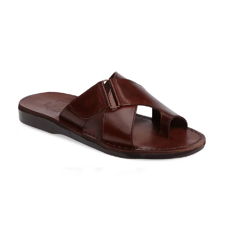 Men's sandals with a removable insole for cleaningAsher - Leather Slide On Sandal | Brown