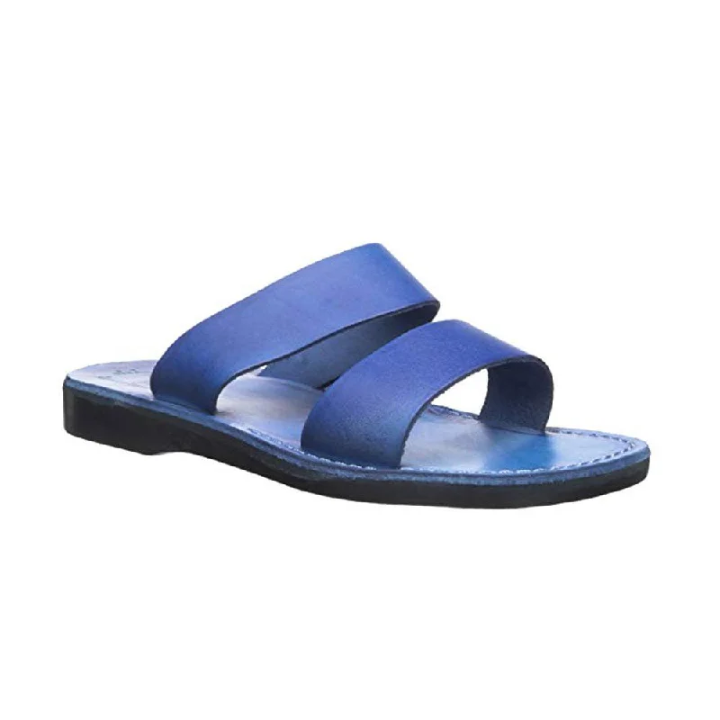 Flip - flop style men's sandals for beach wearAviv - Leather Wide Strap Sandal | Blue