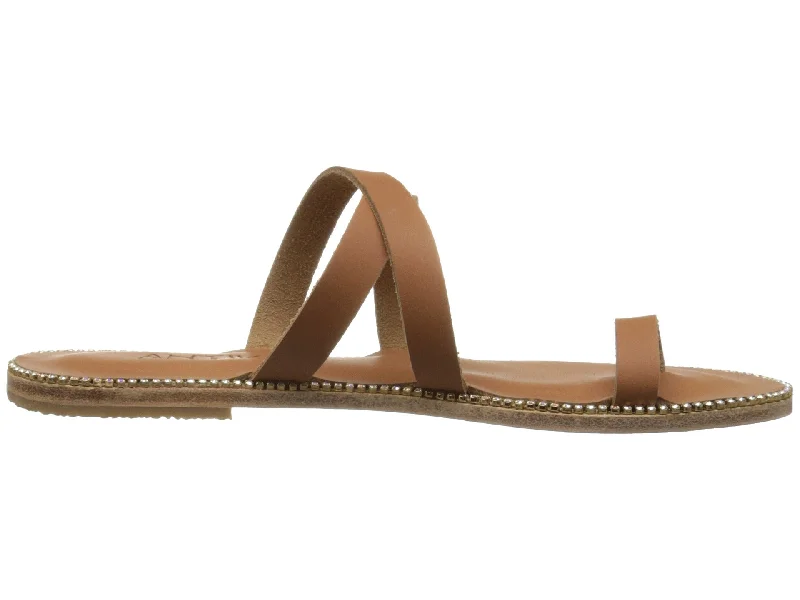 Men's sandals with a toe post designSunset Blvd - Leather Toe Loop With Swarovski crystals | Tan