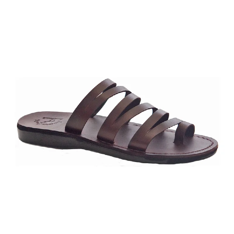 Men's sandals with a perforated leather upper for ventilationZoey - Leather Cross Strap Sandal | Brown