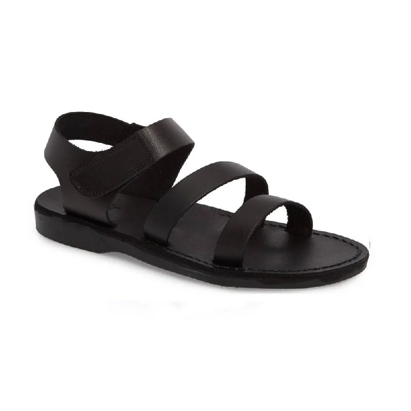 Men's sandals with a rubber sole for tractionJared - Leather Velcro Strap Sandal | Black