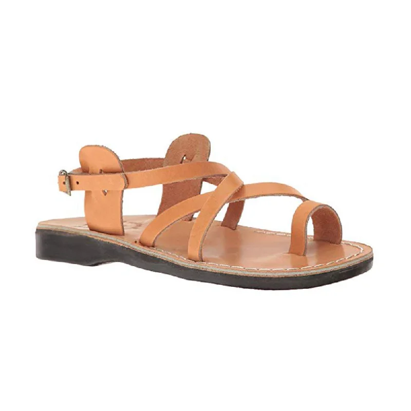 Men's sandals with a decorative buckle or charmThe Good Shepherd Buckle - Leather Toe Loop Sandal | Tan