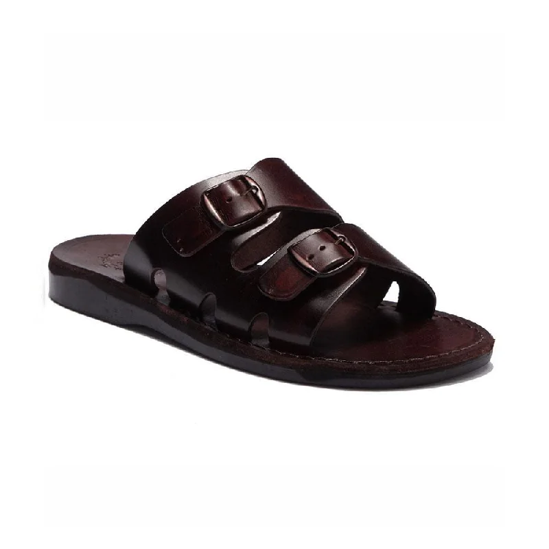 Men's sandals with a contrast stitching detailBarnabas - Leather Double Buckle Sandal | Brown