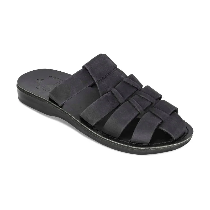 Men's sandals with a contrast stitching detailMichael Slide - Leather Pacific Slide Sandal | Black Nubuck