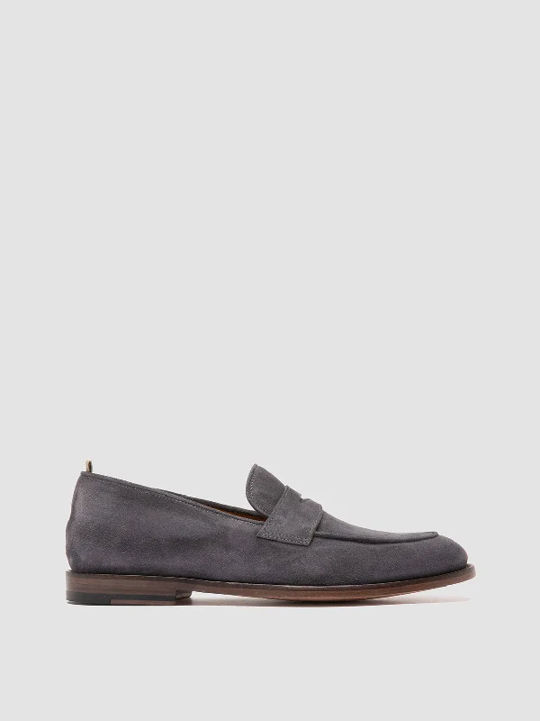 Men's loafers with a stretchy side panel for a better fitOPERA 001 - Grey Suede Penny Loafers