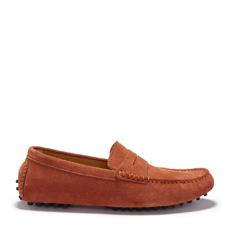 Men's loafers with a moc - toe designPenny Driving Loafers, rust suede