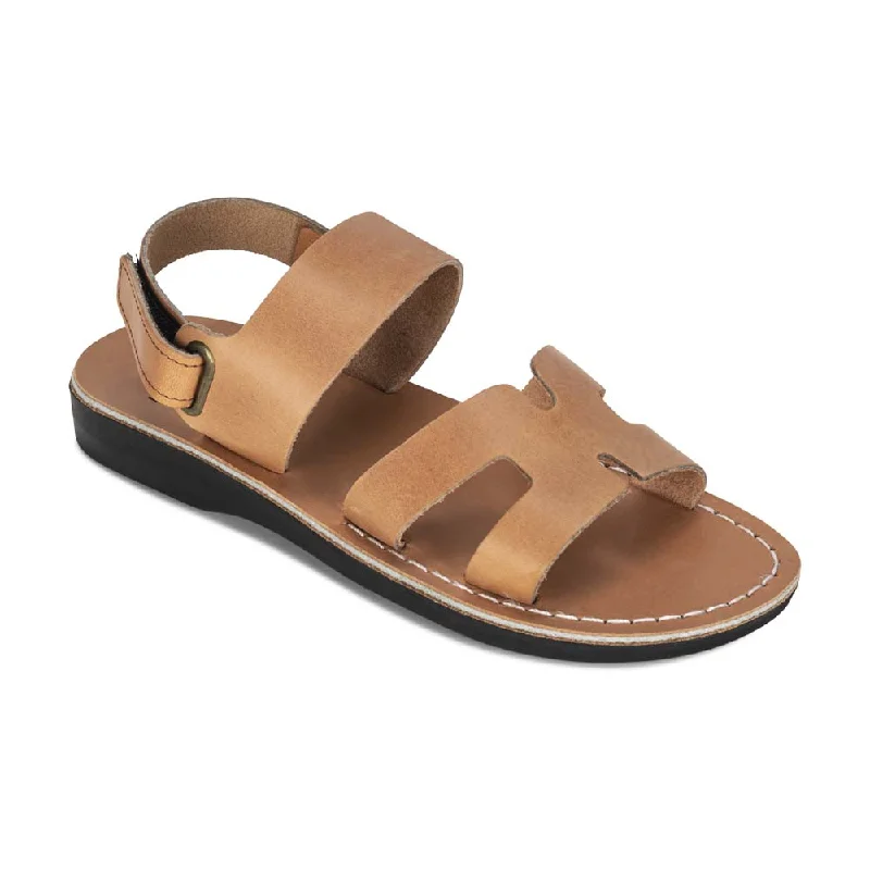 Men's sandals with a perforated leather upper for ventilationAnne - Leather Slingback Flat Sandal | Tan