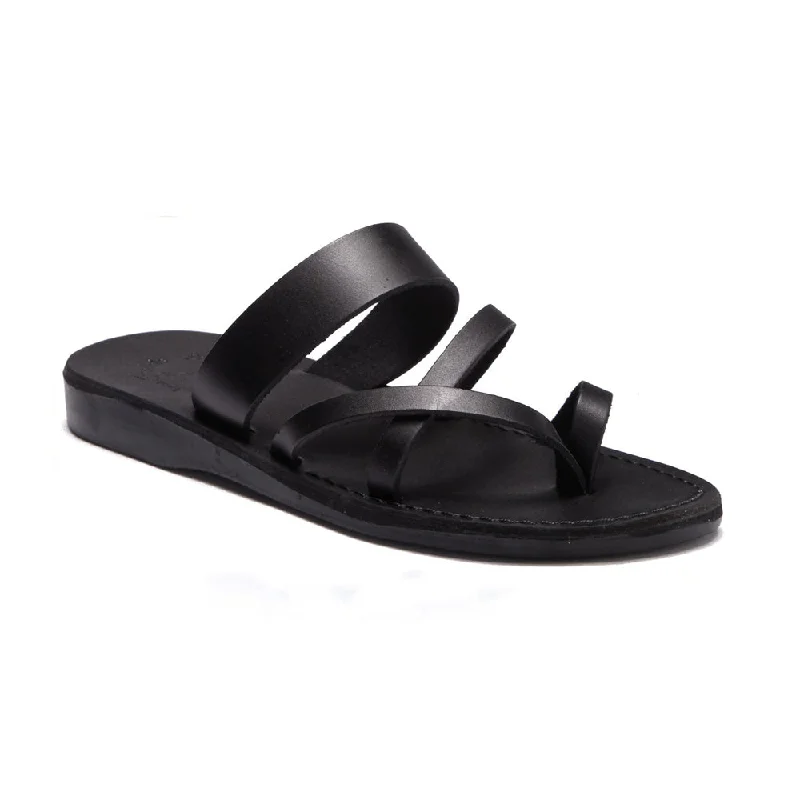 Waterproof men's sandals for water activitiesExodus - Leather Strappy Sandal | Black