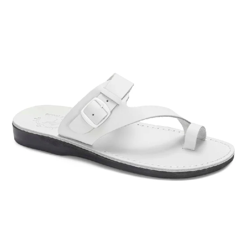 Men's sandals with a cushioned footbedAbner - Leather Metal Buckle Sandal | White