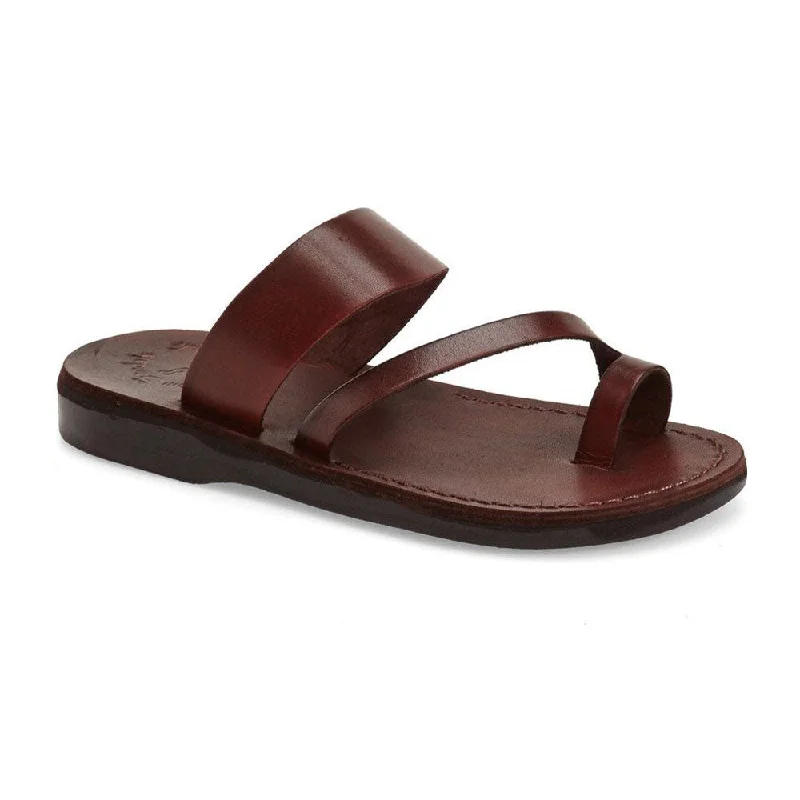 Men's sandals with a shock - absorbing insoleZohar - Leather Toe Ring Sandal | Brown